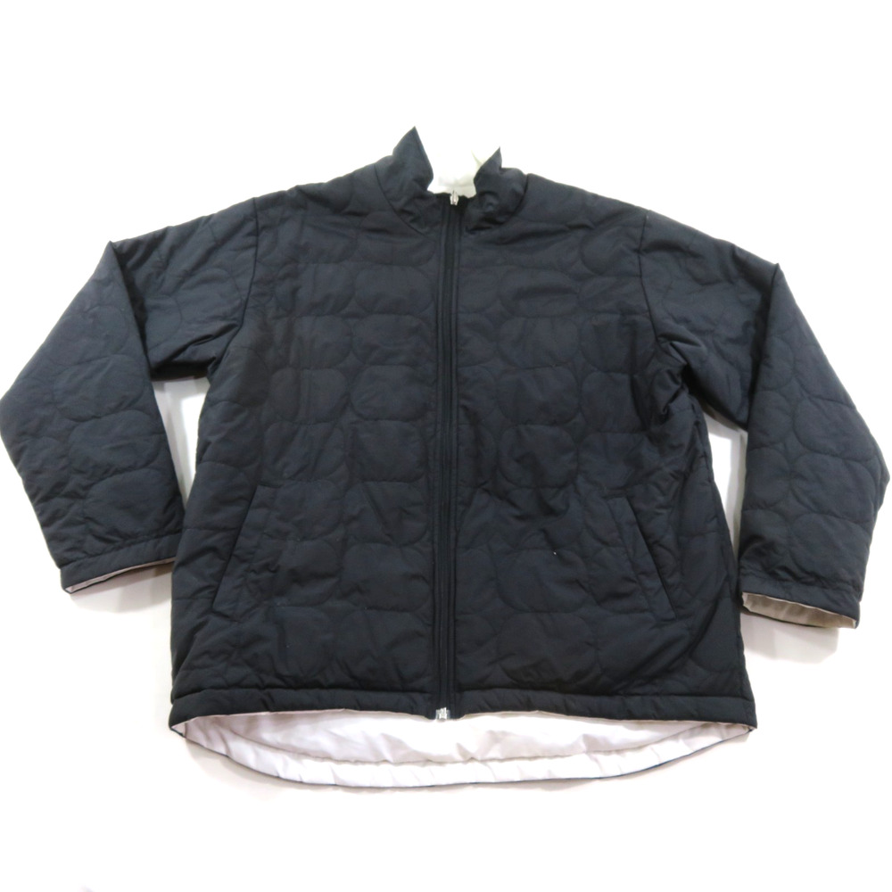 NIKE Reversible Quilted Jacket Small Center Swoosh Black White Sz M-L